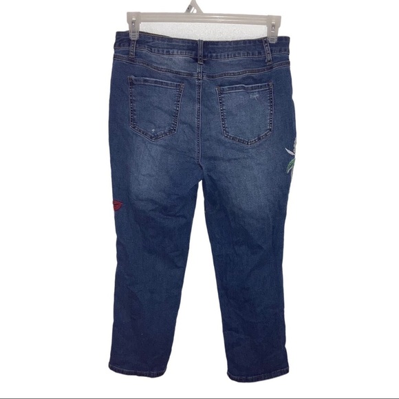 Est 1946 Denim Embroidery Distress Crop Womens Jean 12 Blue - Picture 8 of 12